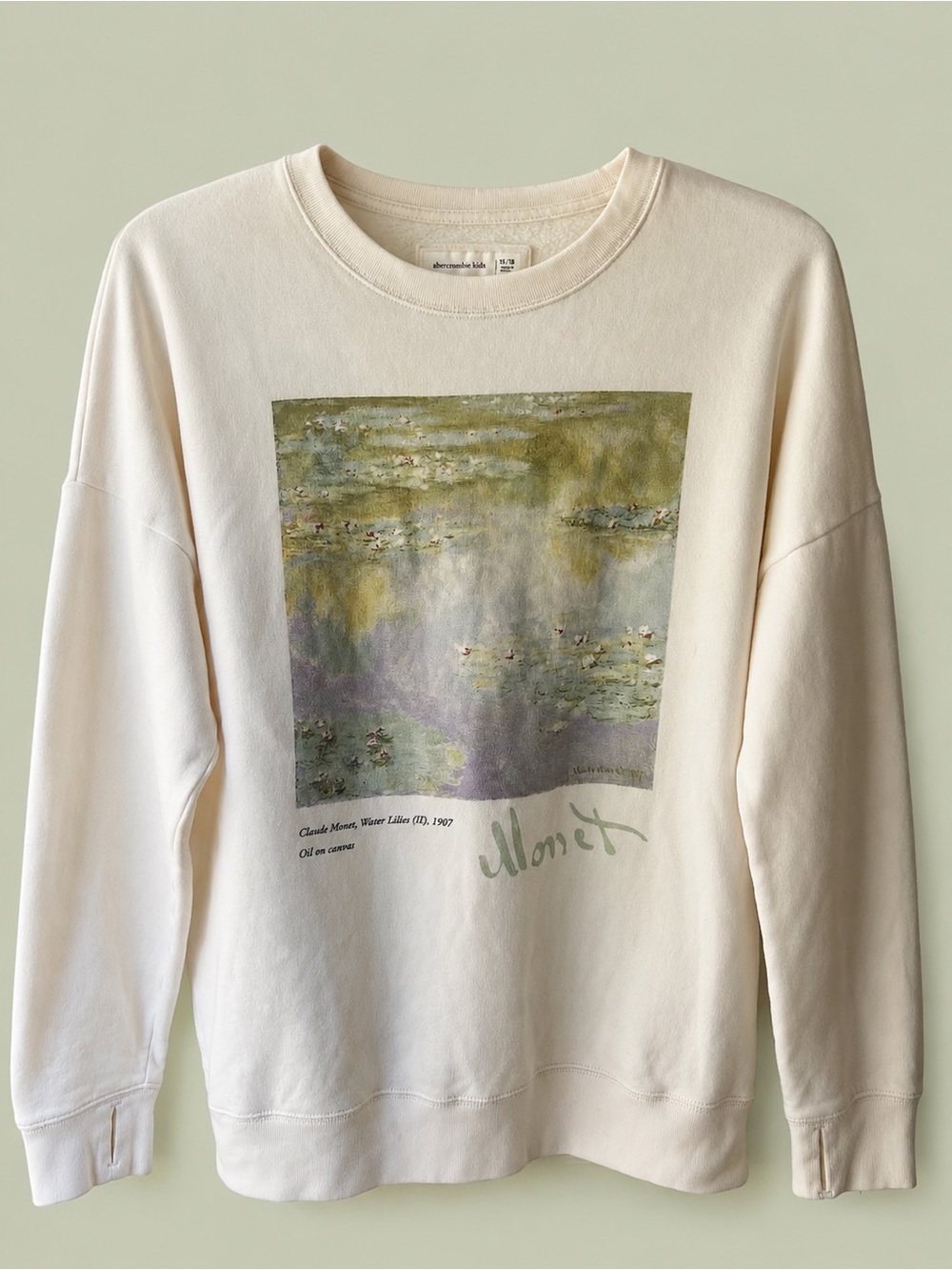 abercrombie kids Cream Monet Graphic Crewneck Sweatshirt